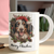 A merry Christmas coffee mug with an image of a spaniel wearing a Christmas hat, perfect for dog lovers.
